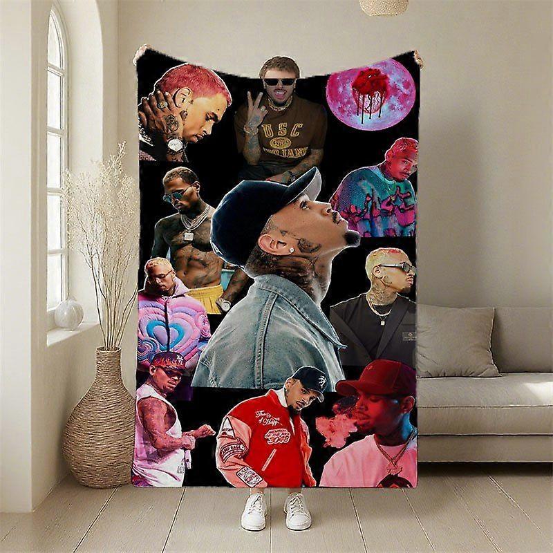 La couverture en flanelle douce et chaude à motif patchwork CHRIS-BROWN est idéale en toute saison. -AZOKJ266