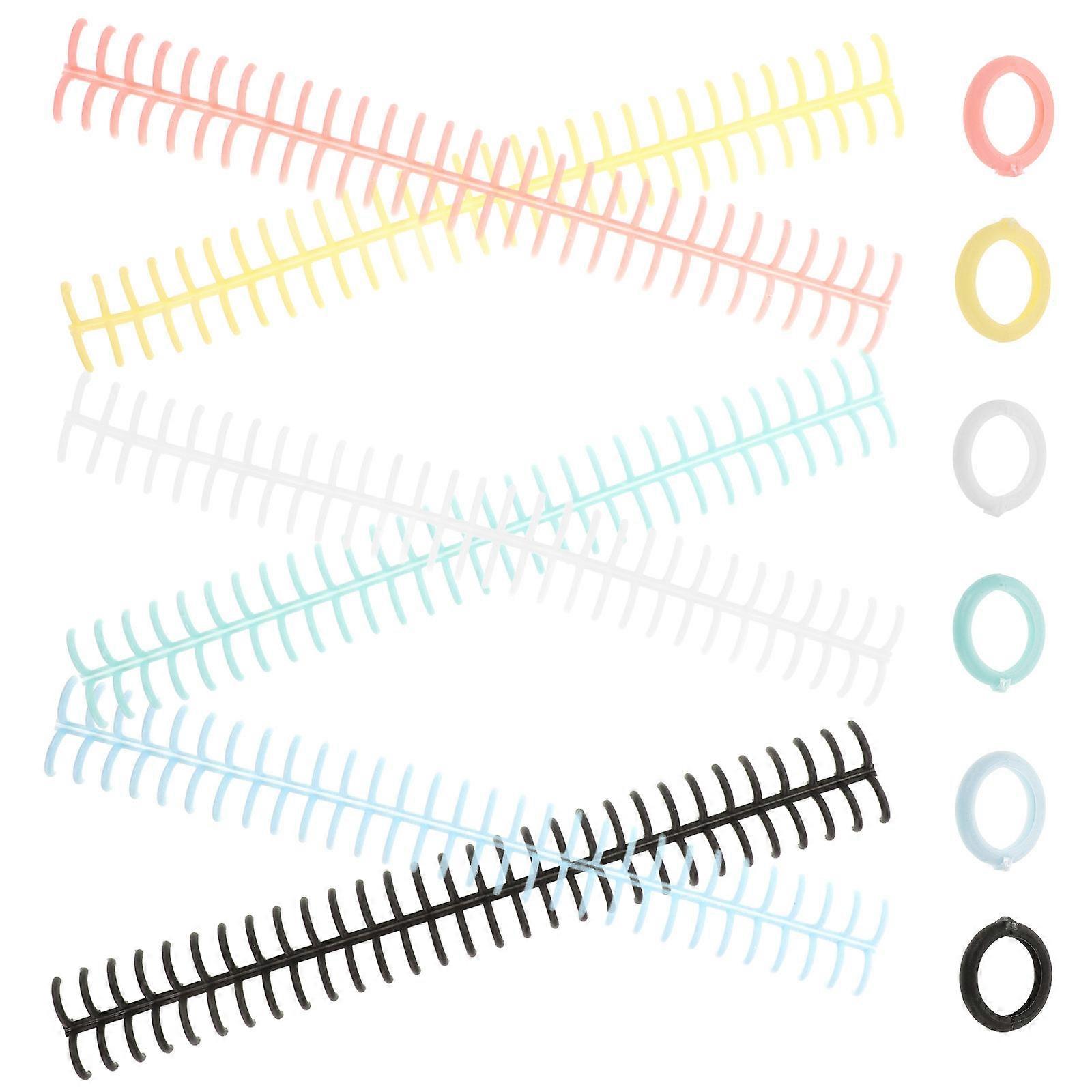 Plastic Binding Spirals Loose Leaf Book Rings for DIY Notebook 6Pcs Assorted Color