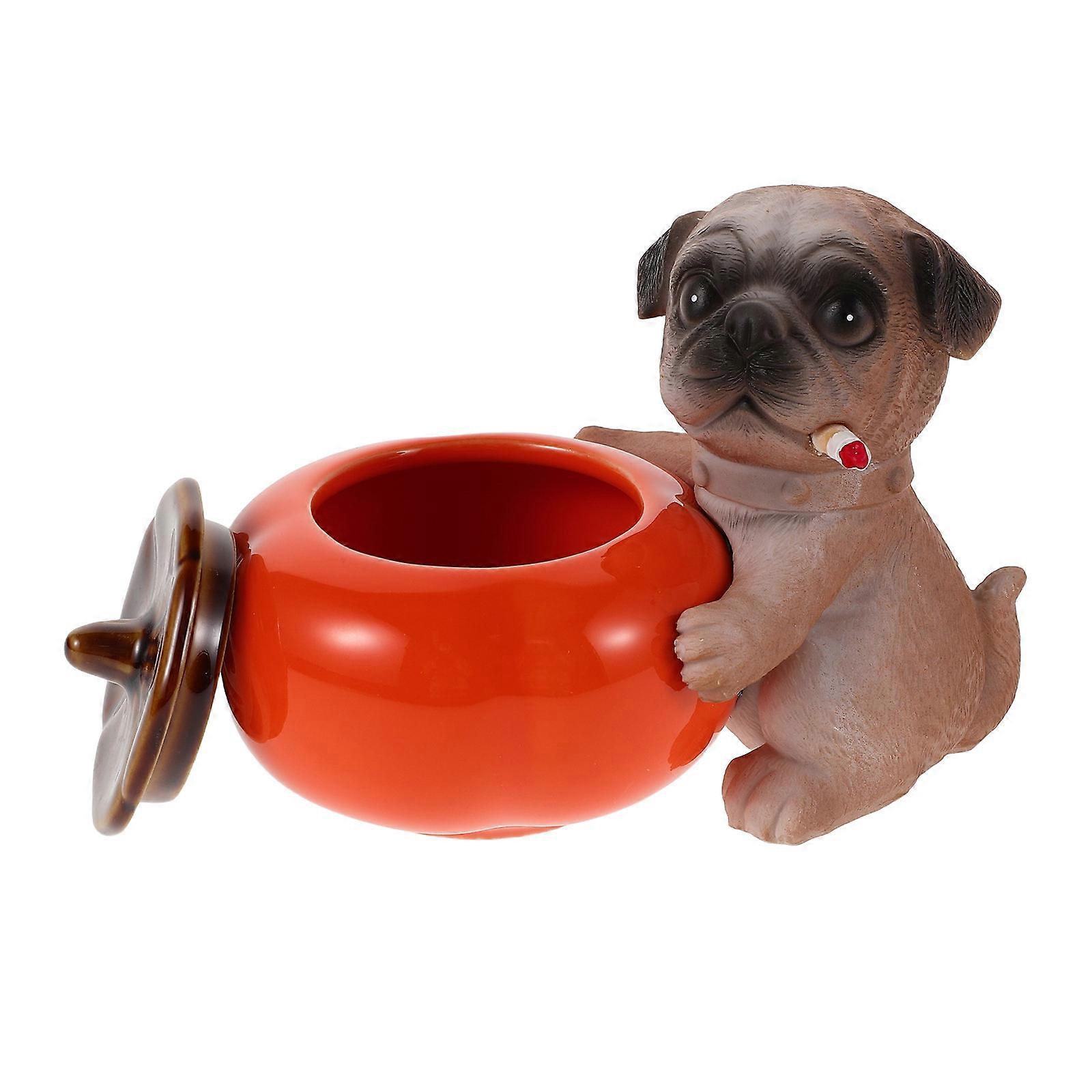 Decorative Persimmon Ashtray Ceramic Ashtray with Lid Desktop