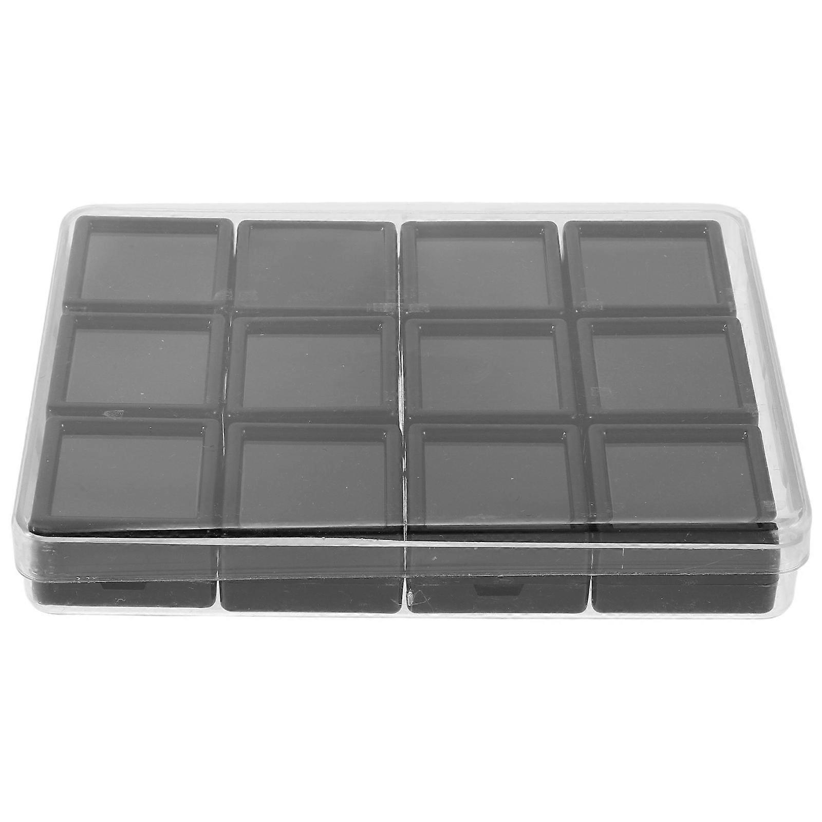 Acrylic Gemstone Storage Box with High Transparency for Home Organization and Display  Black, Rectangular Size