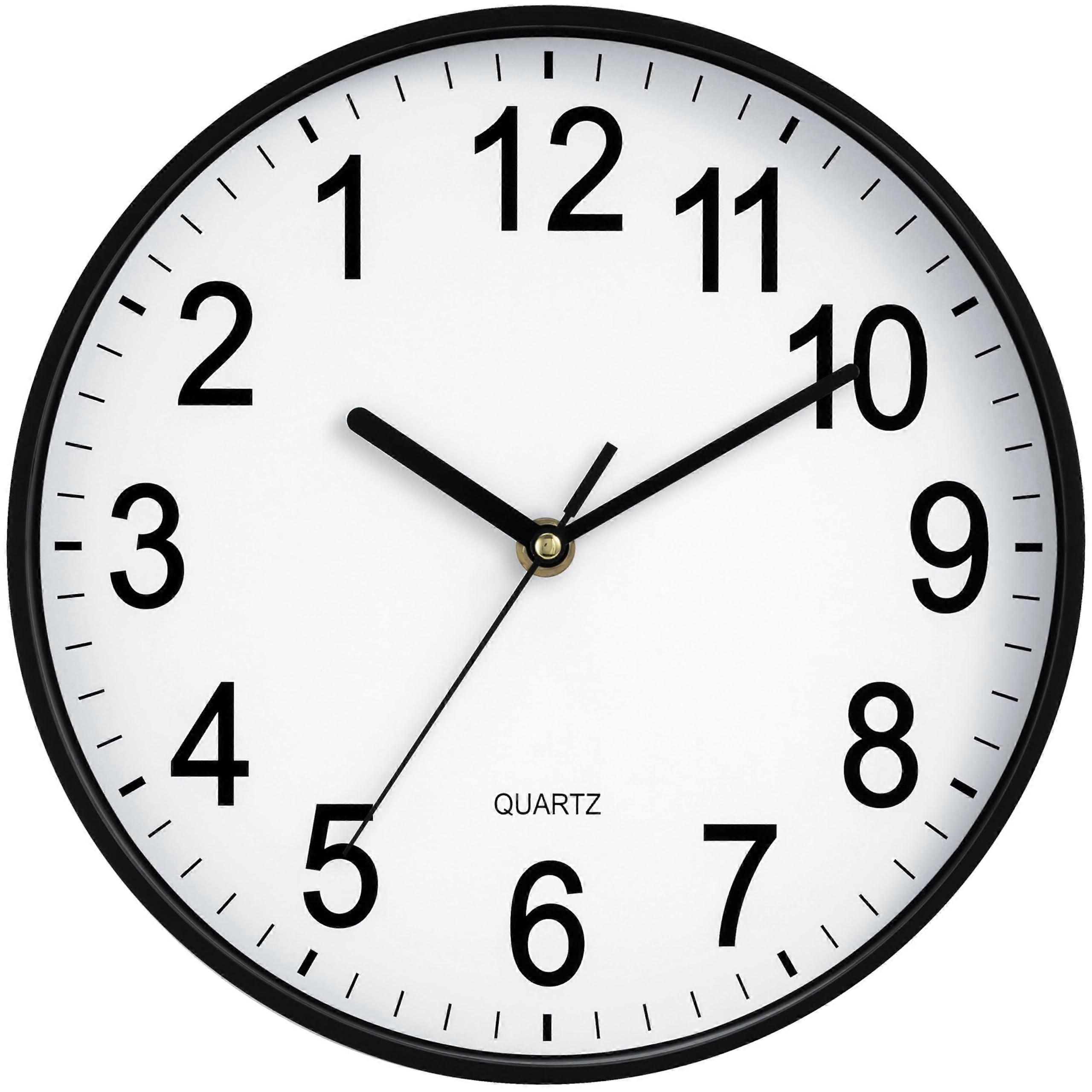 Reverse Wall Clock 10 Inch Counterclockwise Silent Quartz Large Numbers for Kitchen Office Classroom