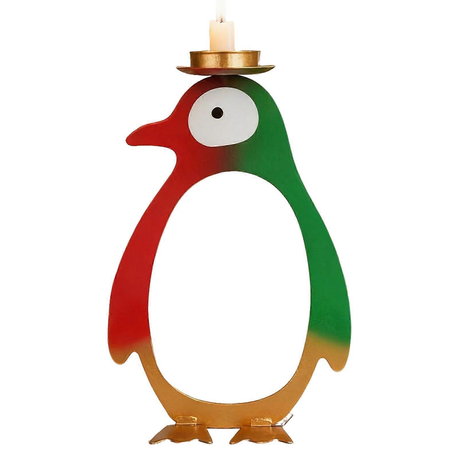 Tealight Candle Holder with Unique Penguin Design, Durable Resin Christmas Decor for Warm Lighting