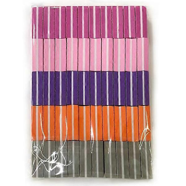 50pcs Mini Nail Buffer, Nail Buffer Block for Natural, Gel and Acrylic Nails, Double-sided Polishing Block for Home and Salon Use Mixed Colors