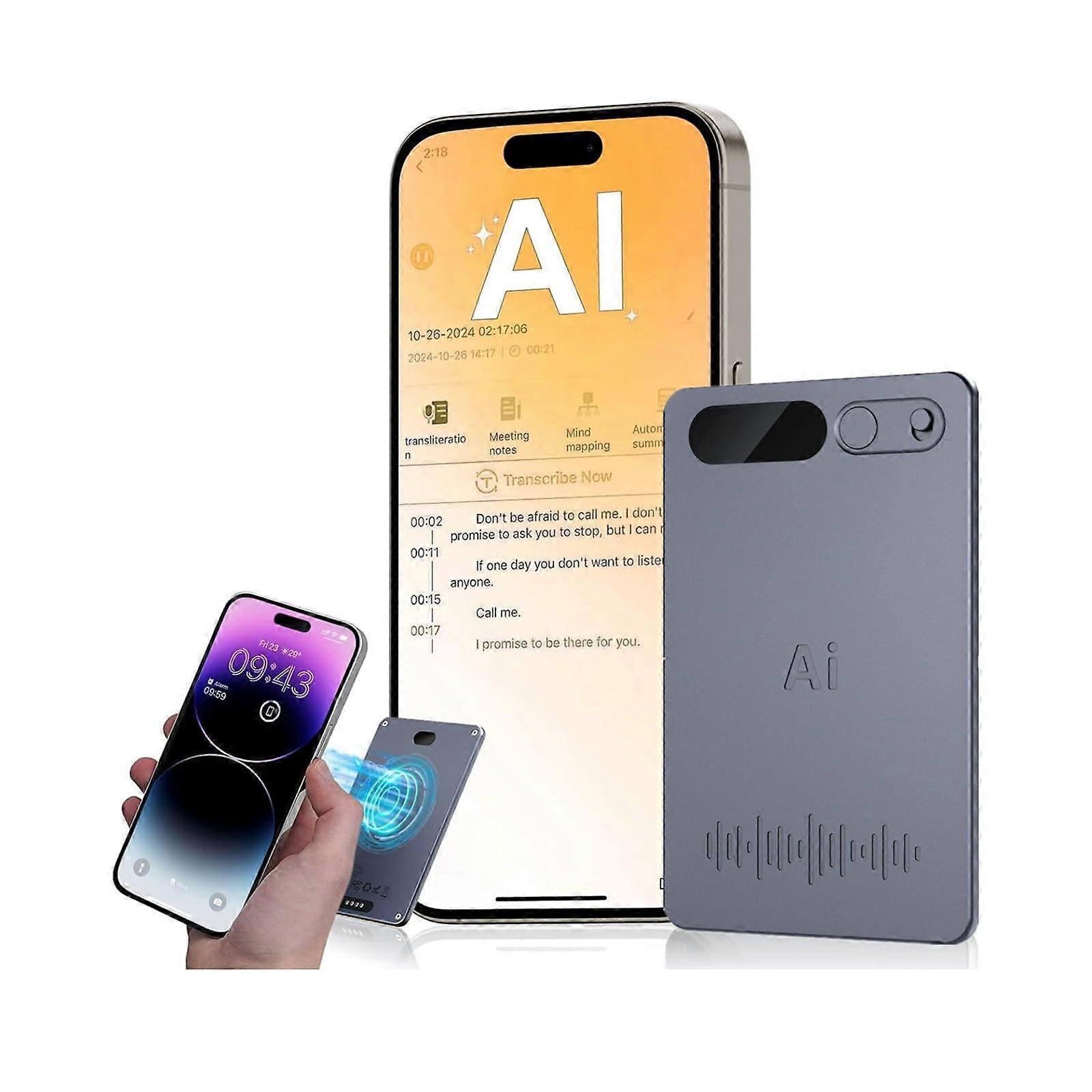 AI Voice Recorder with 118 Language Support, 64GB Storage, Bluetooth, 35H Battery, Cloud Backup