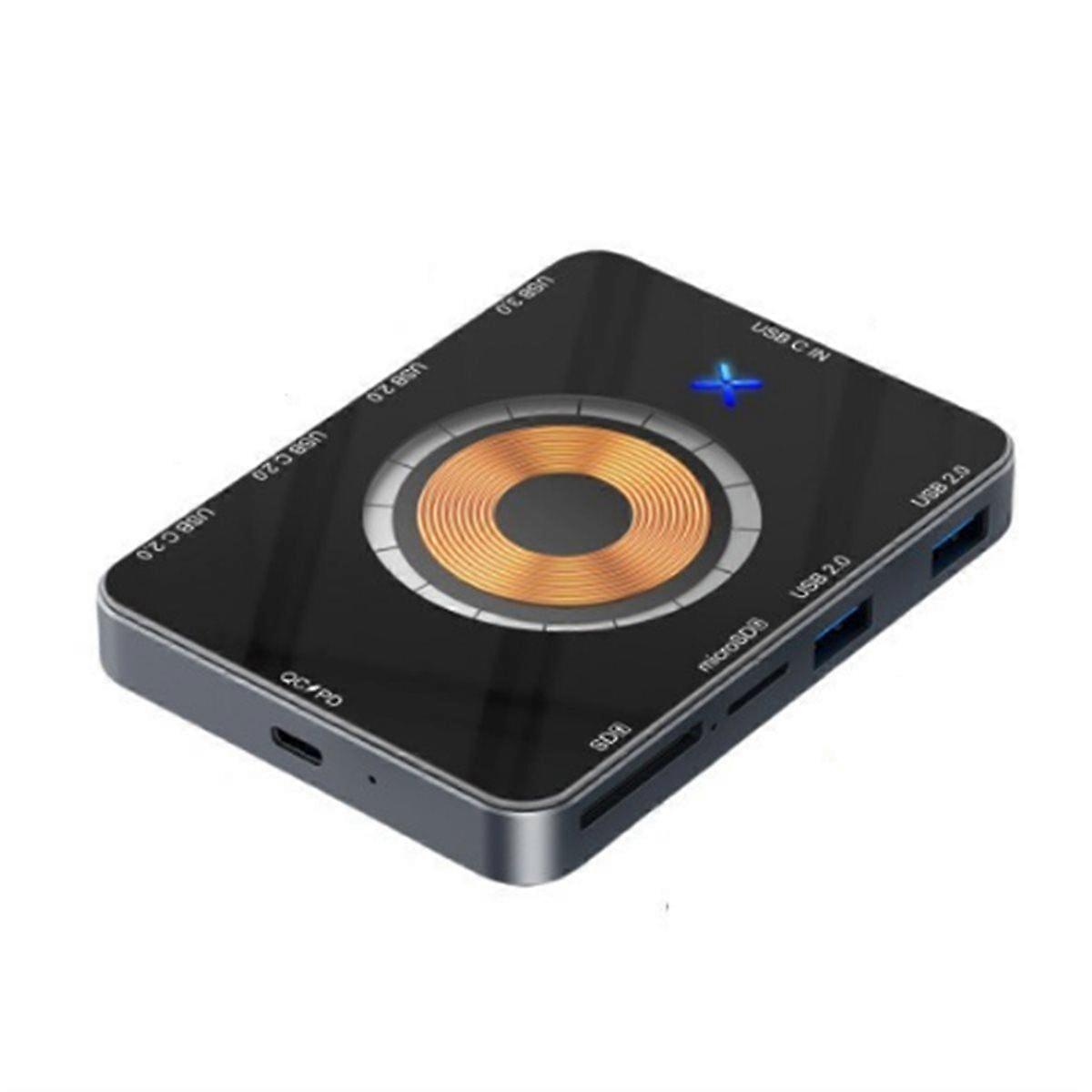 10-in-1 USB C Hub with 15W Wireless Fast Charging and Dual Card Reader for Efficient Connectivity f