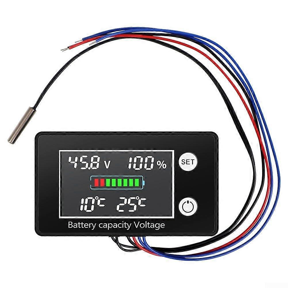 DC Voltmeter 10100V LED Voltage Meter with Temperature Display for Lithium Battery