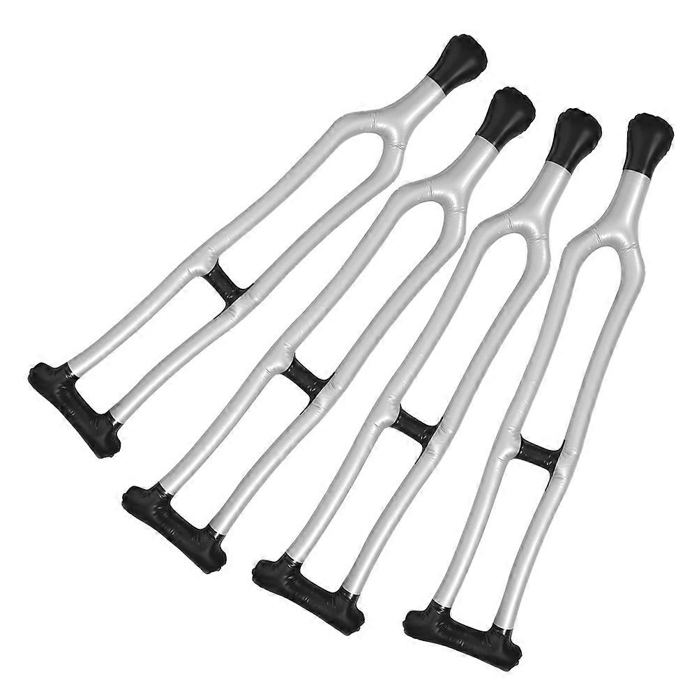 Inflatable Toy Walking Stick Silver PVC Cane for Party Use 4Pcs Set