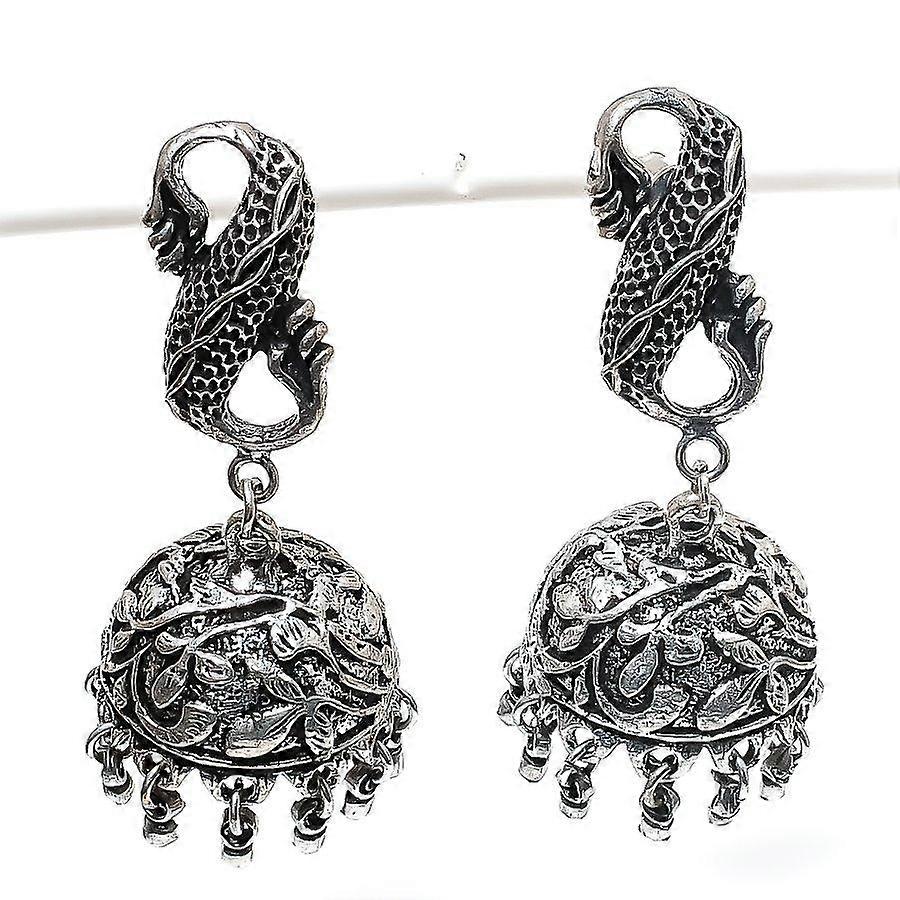 Vintage Look Gemstone 925 Sterling Silver Earring 2.36"