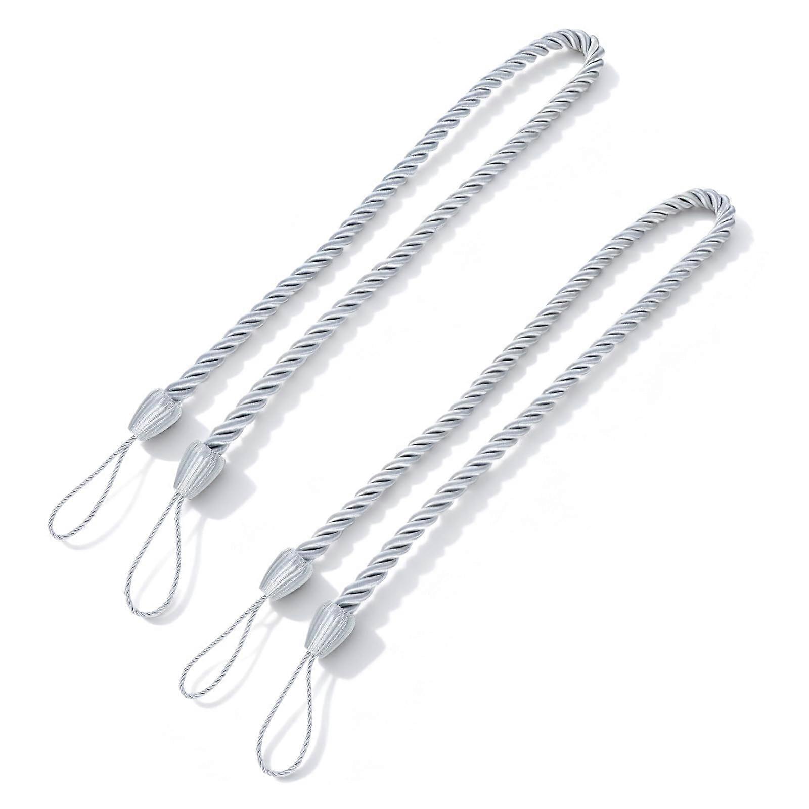 2PCS White Boho Curtain Tiebacks, Handmade Braided Rope Holdbacks with Durable Ends for Drapes