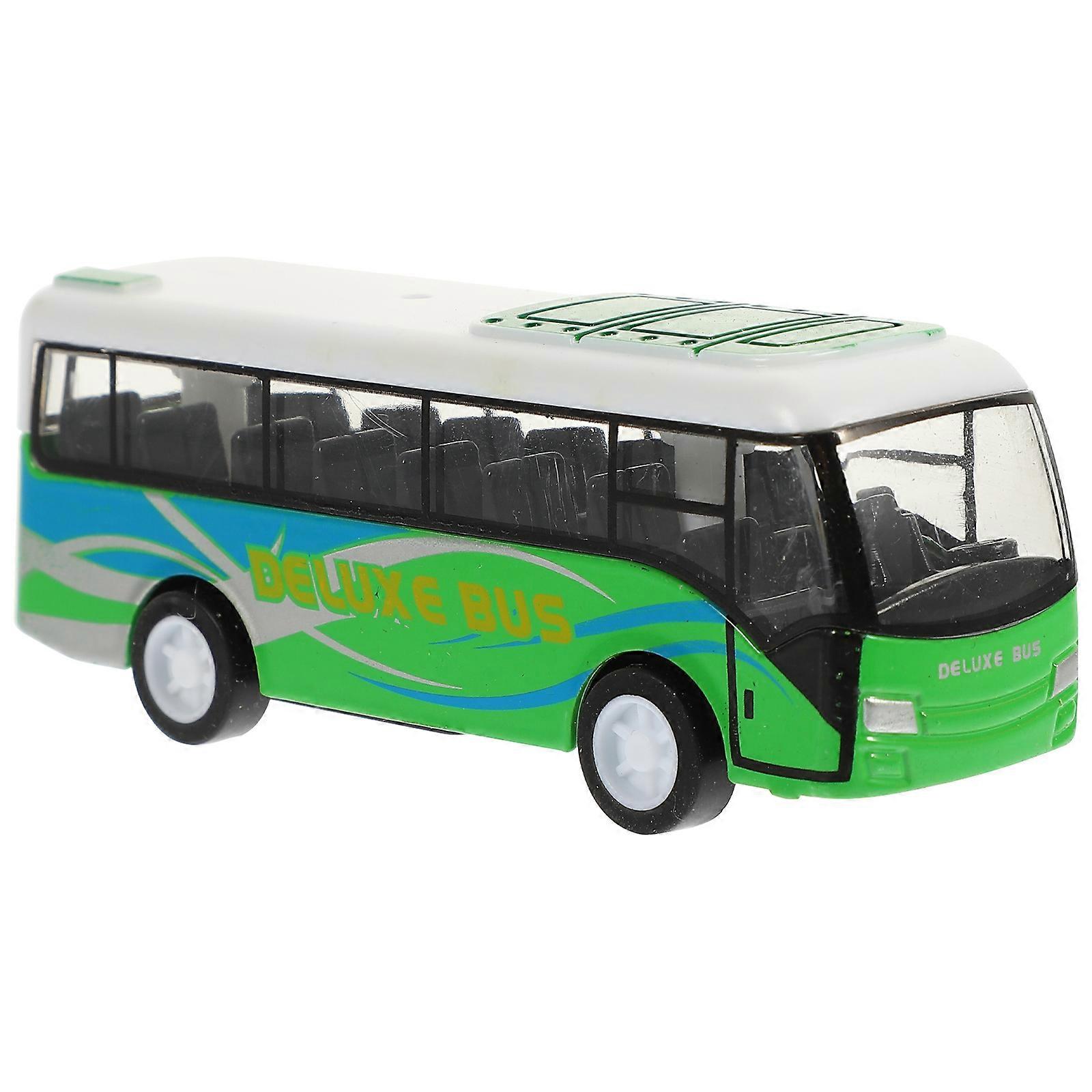 Green Alloy Bus Model for Kids Learning Simulation Bus Toy