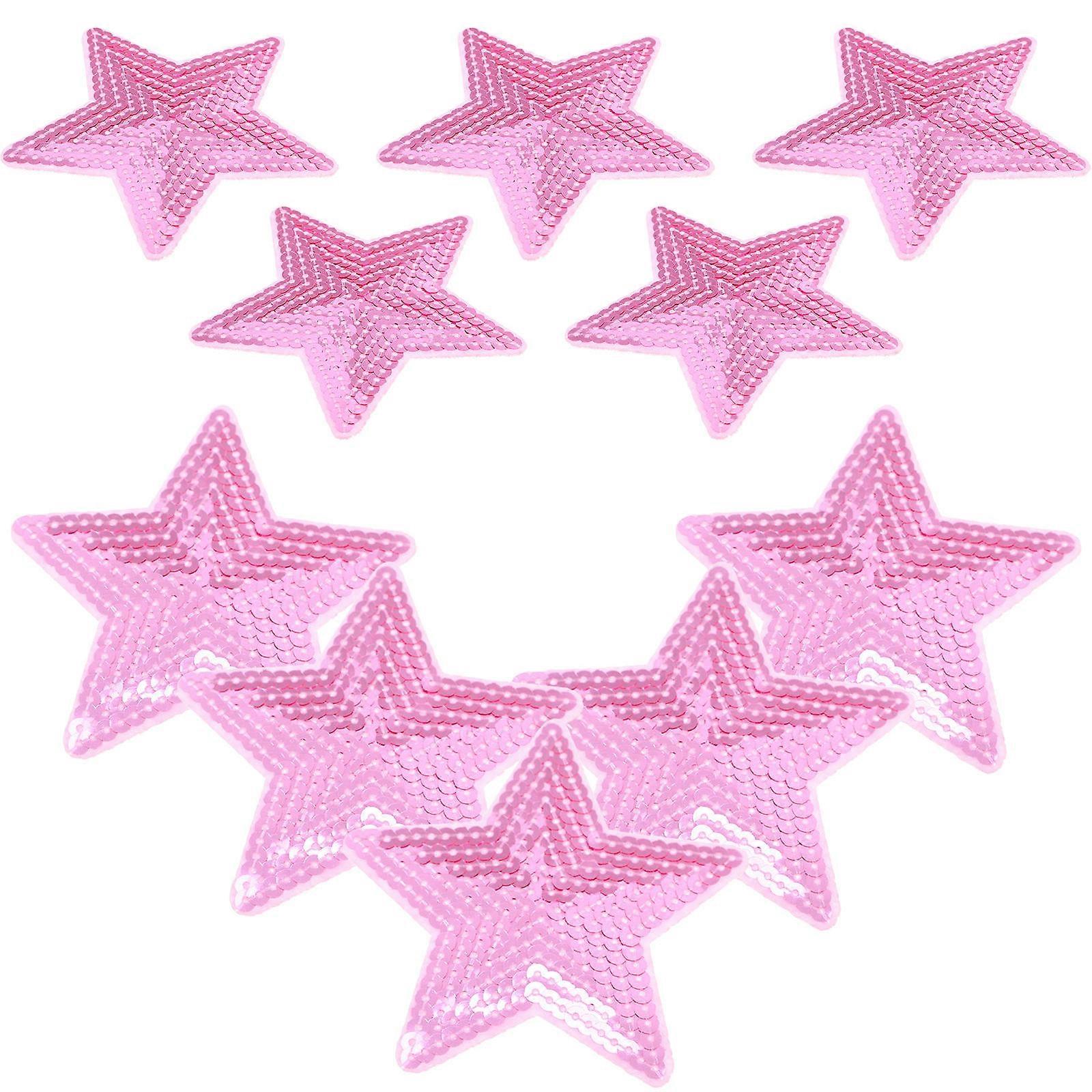 Star Sequin Applique Patch Polyester Material Decorative Star Craft Projects Personalization 9x8.5 Cm 10Pack
