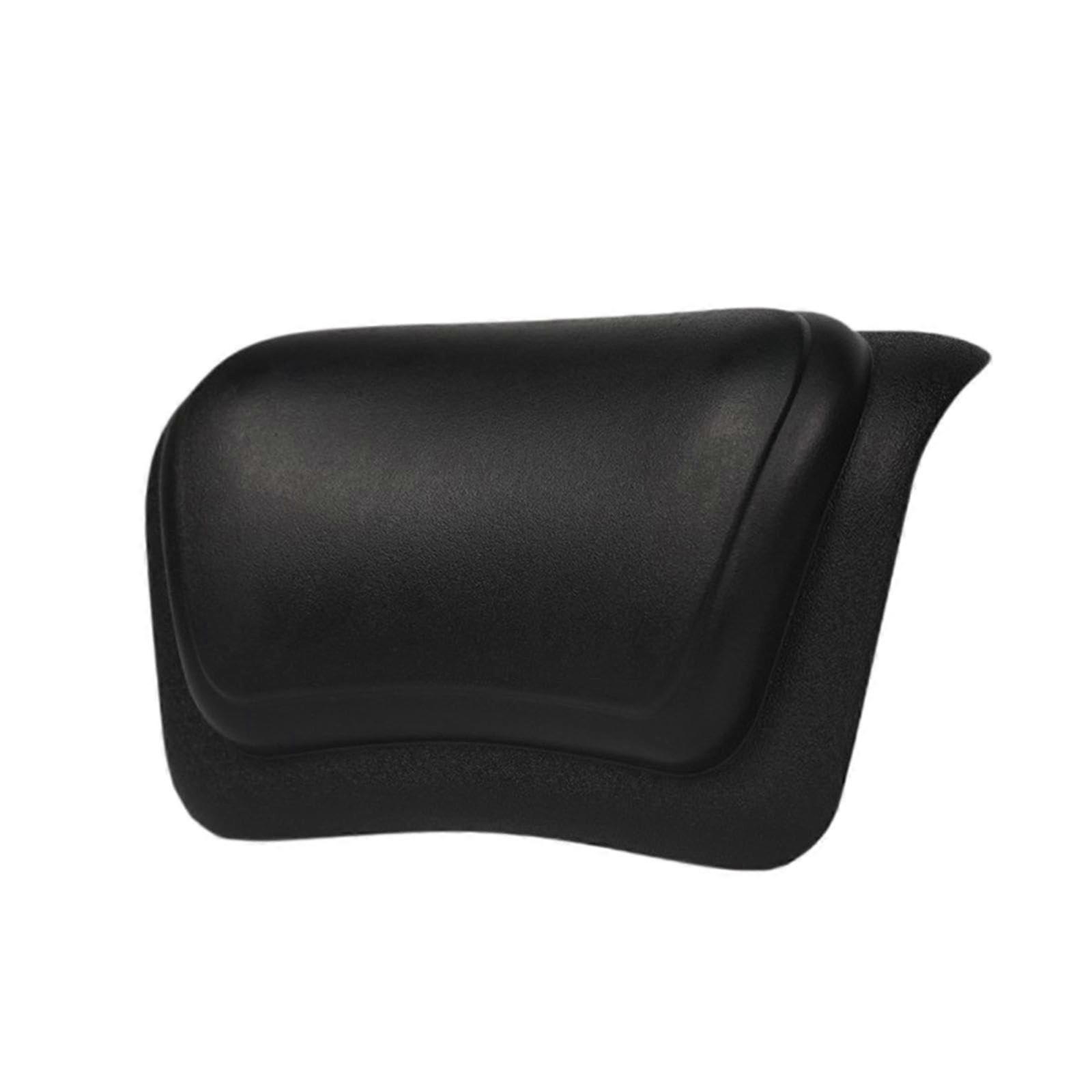 Bath Pillow for Tub with Stable Suction Base and Ergonomic PU Neck Support, Black