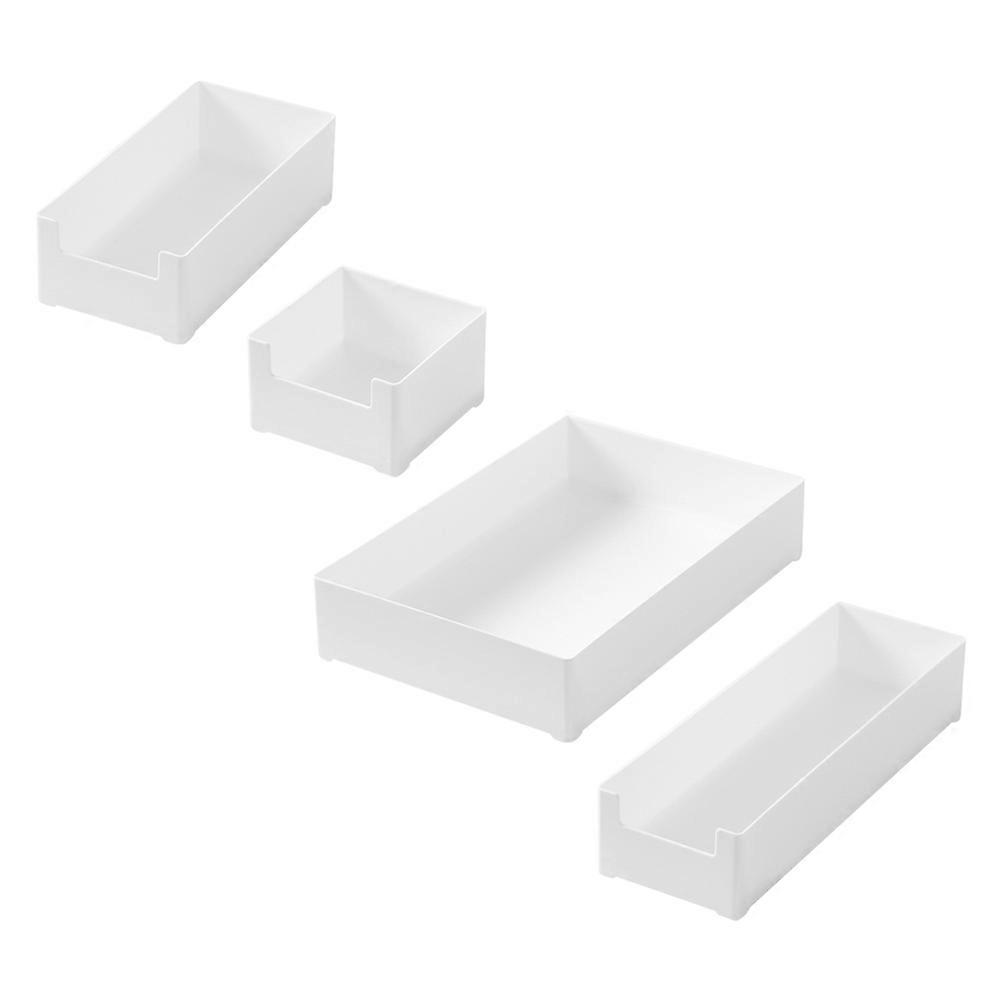 Rectangle Plastic Dresser Drawer Organizer for Storage 4Pcs White