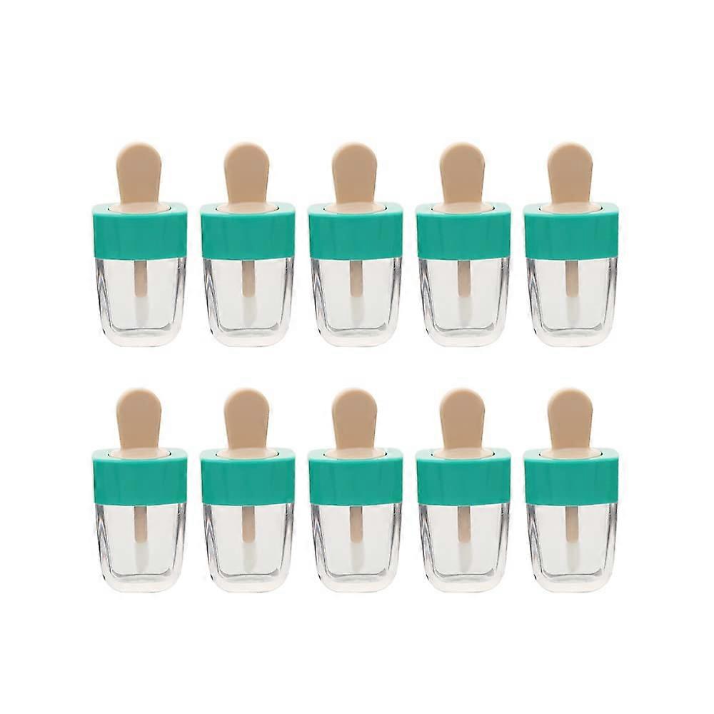 Ice Cream Shaped Lip Gloss Tubes 6ml Refillable Green Containers with Brush Applicator 10Pcs