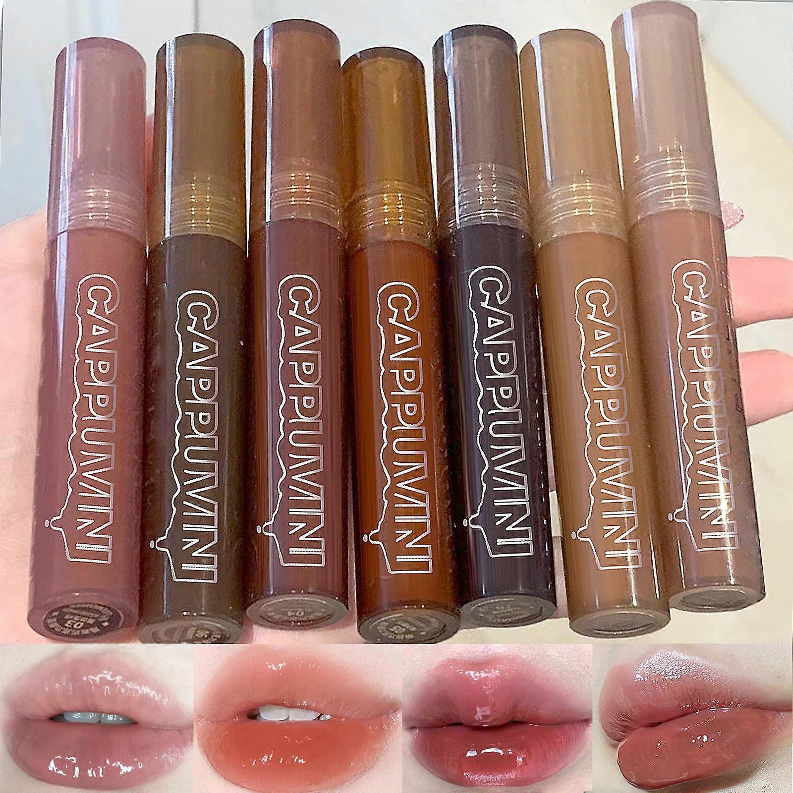 7 Colors Lip Gloss Set with Plumping Effect, LongLasting Hydration, NonSticky Lightweight Texture