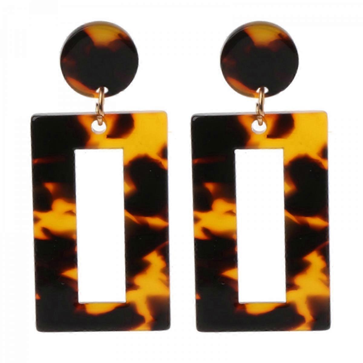 Tortoise Shell Acrylic Hoop Earrings, Resin Dangle Earrings