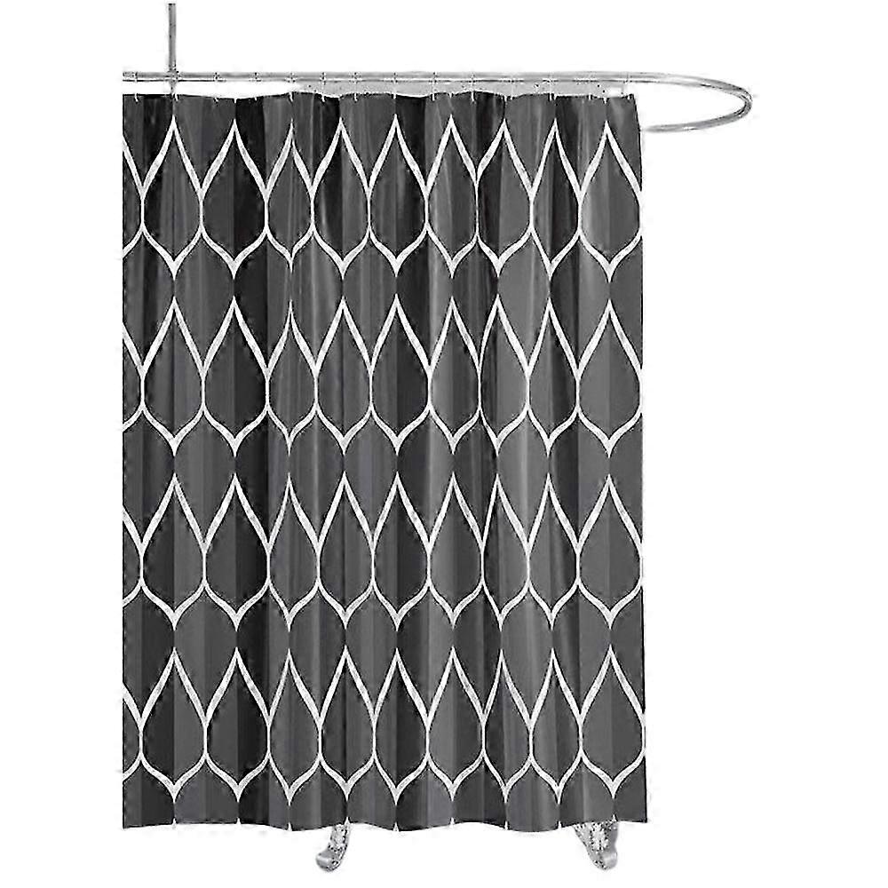 Waterproof Polyester Shower Curtain 200x200cm Mildew Resistant with Hooks for Bathroom