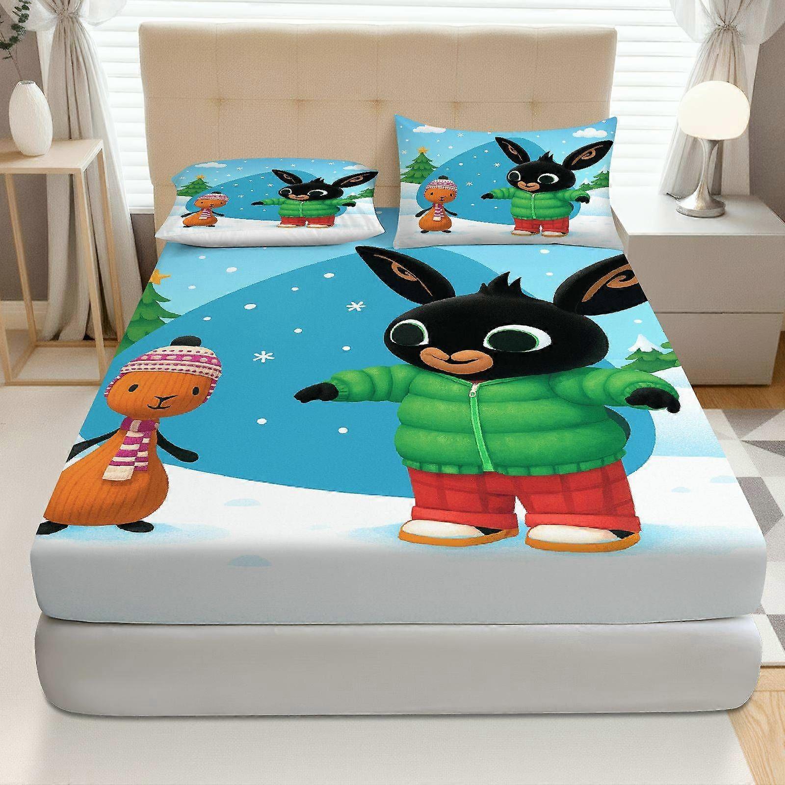 3pcs Winter Animal Fitted Sheet Set  Coreless Holiday Theme