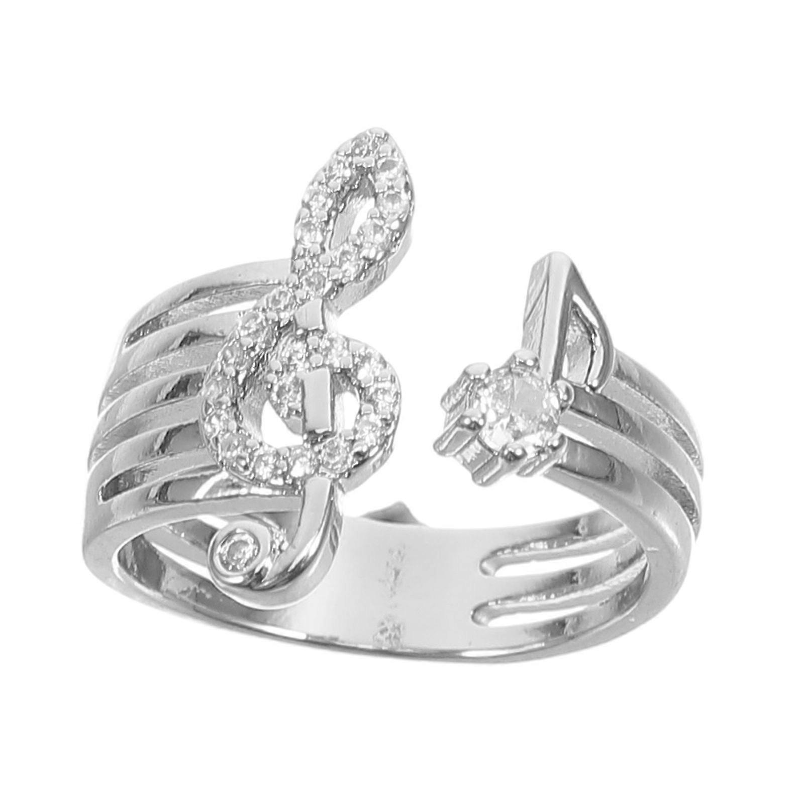 Musical Note Ring Adjustable Opening Ring Rhinestone Open Finger Ring for Daily Wear