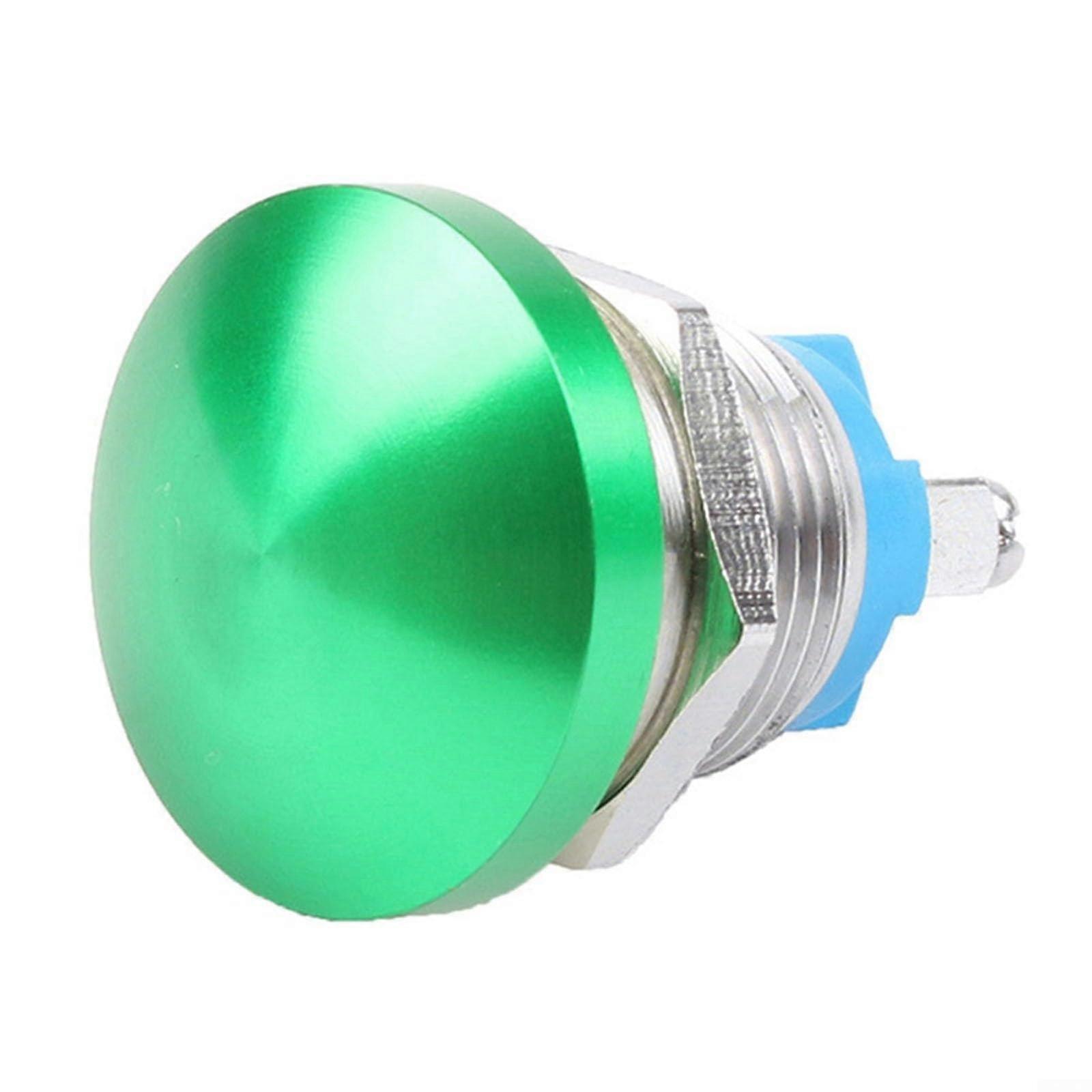 22mm Mushroom Head IP65 Waterproof Momentary Push Button Switch 1NO SelfReset Green