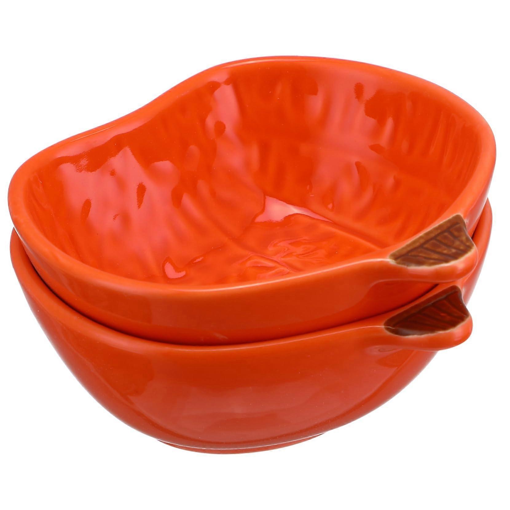 2Pcs Pumpkin Dip Bowls Halloween Serving Dishes Stackable Microwave Safe for Party Snacks