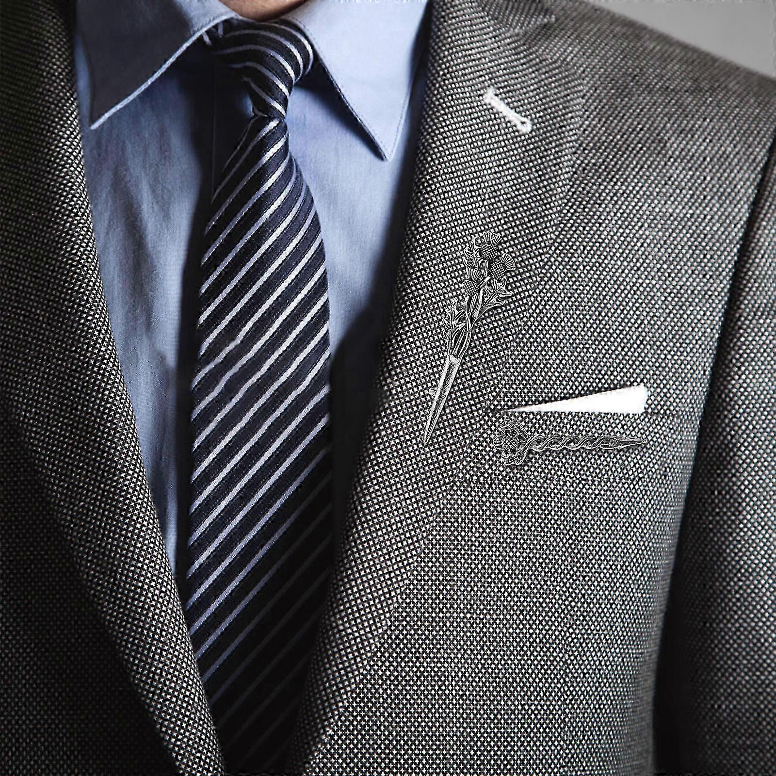 Thistle Brooch Scottish Decorative Collar Pins 4Pcs Brooch Set