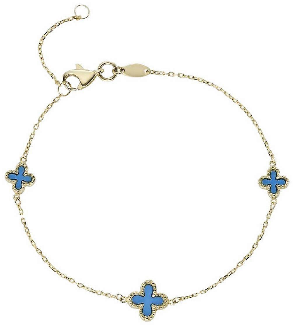 Mark Milton Cross Bracelet - Yellow Gold/Turquoise Blue