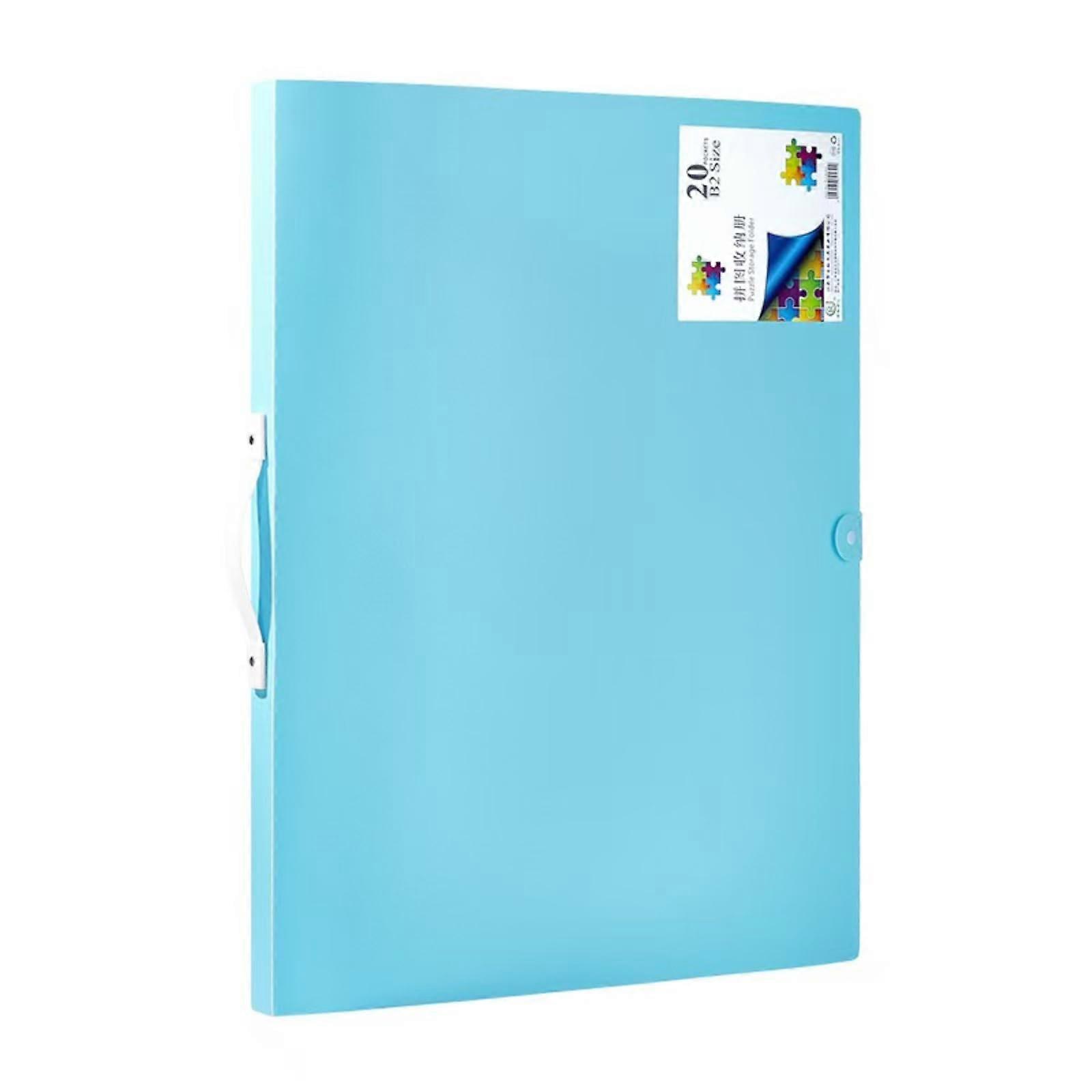 Puzzle Storage Folder for 1000 Piece Puzzles, Large Puzzle Organizer with 20 Clear Pockets, Blue SpaceSaving Case