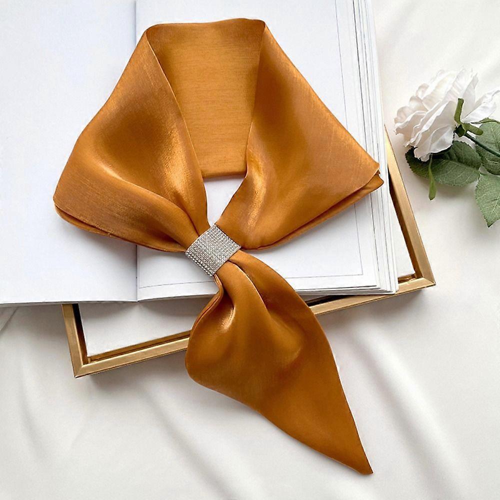 Fashion Satin Wraps Neck Diamond Solid Color False Collar Simple Soft Silk Scarf