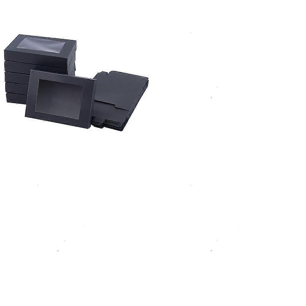 50pcs Cardboard Packaging boxes with PVC Clear Window Rectangle Black 14.5x10.5x2.5cm