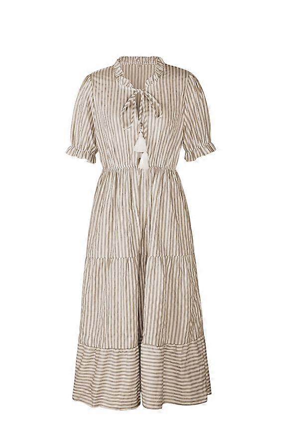 Striped Dress Khaki M