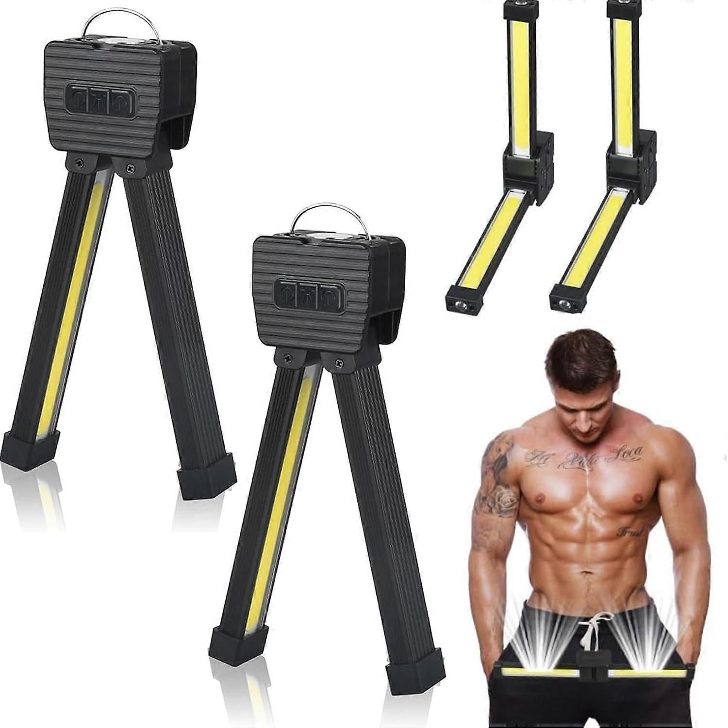 LED Gym Light with Magnetic Mount, USB Rechargeable Work Lamp, 7Level Dimming, 2 Pack