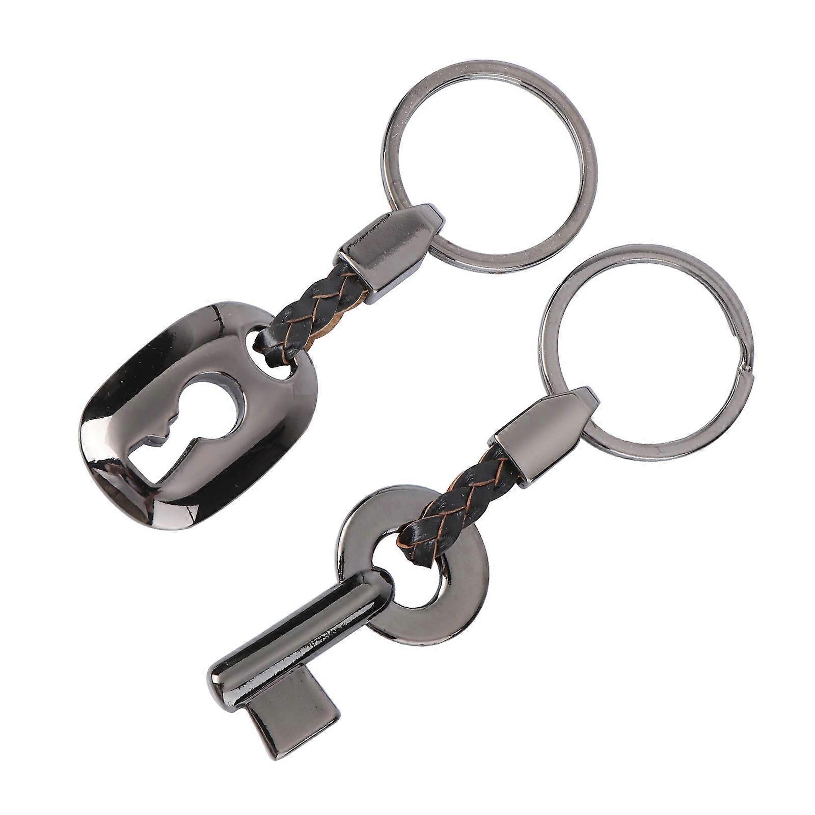 Creative Key Lock Couple Keychain for Decoration Use 2Pcs