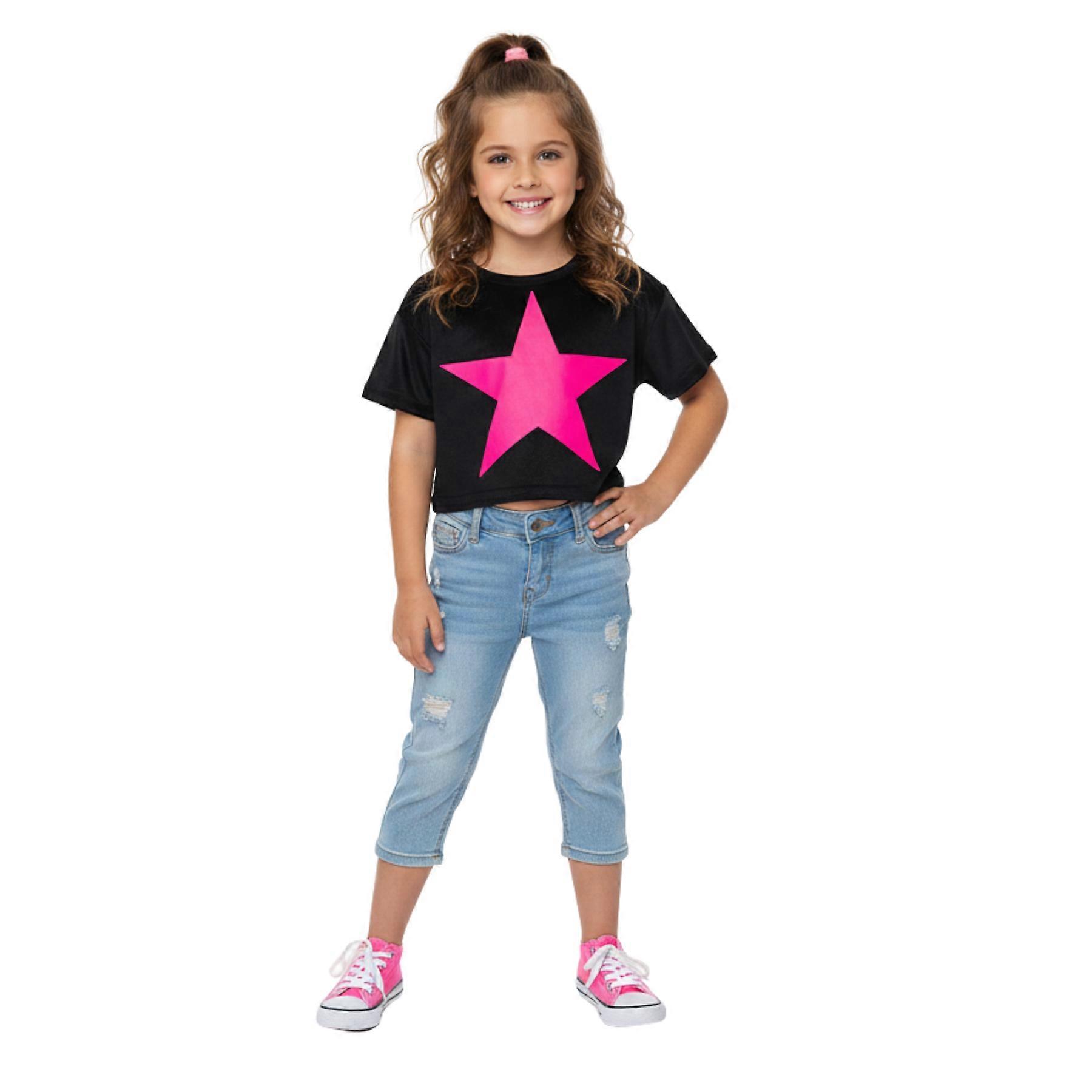 Girls Star Print Crop Top