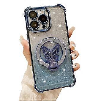Glitter Shockproof Case with Butterfly Stand Blue Clear Full Protection for vivo X100 Pro X100s Pro