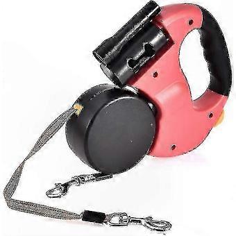 Dual Dog Leash Retractable for 2 Dogs No Tangle Design with Brake Lock 3m Nylon Rope Red