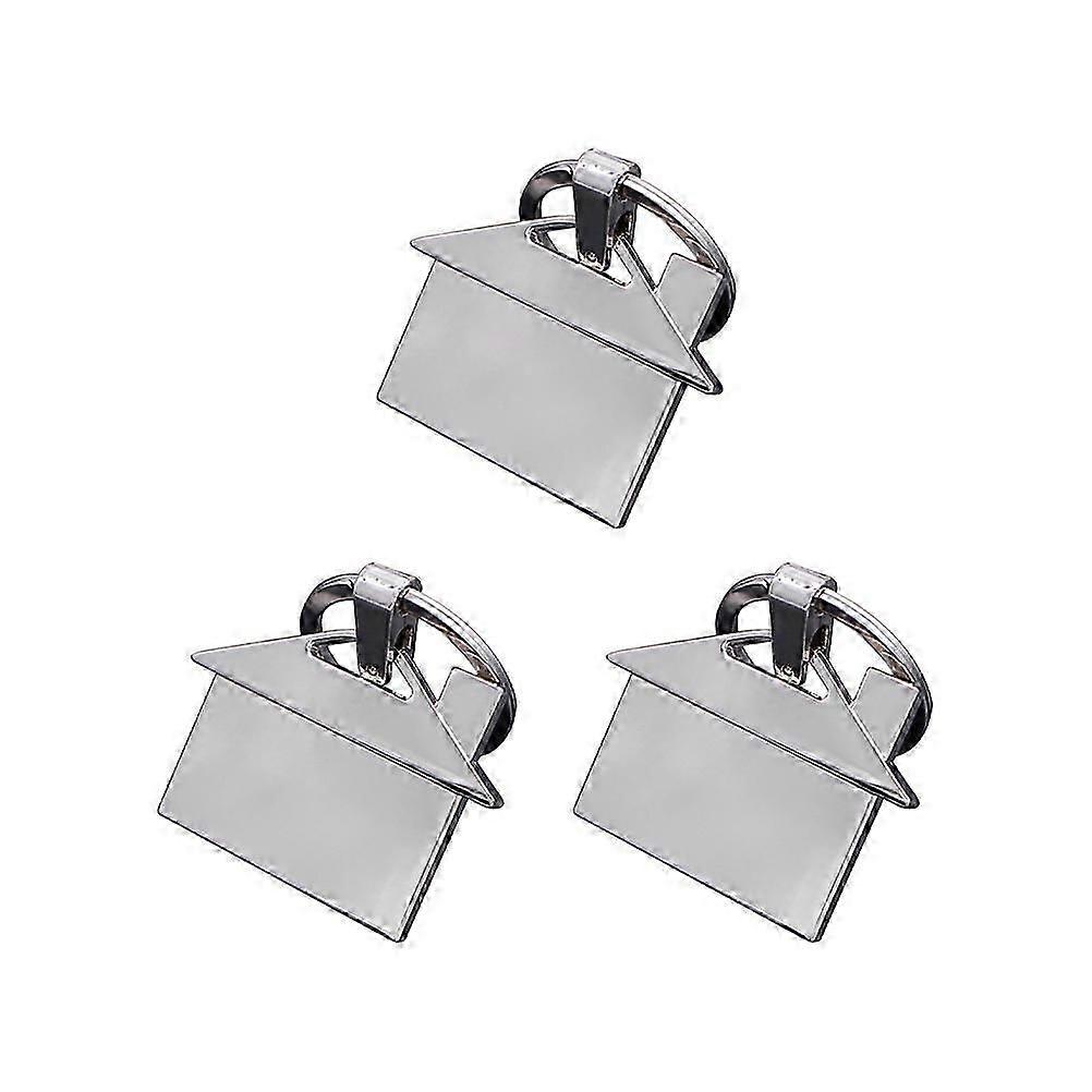 House Shaped Keychains Chic Key Holder for Holding Keys 3Pcs Silver