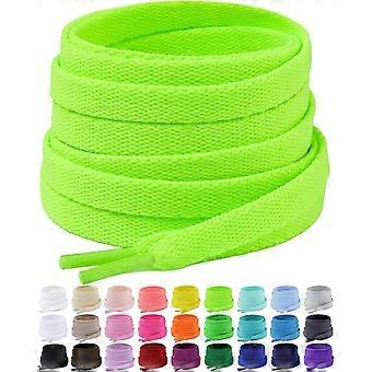 Hochwertige, engmaschige, flache Schnürsenkel, 5/16 Zoll breit, für Sneaker – 2 Paar, 15 Neongrün