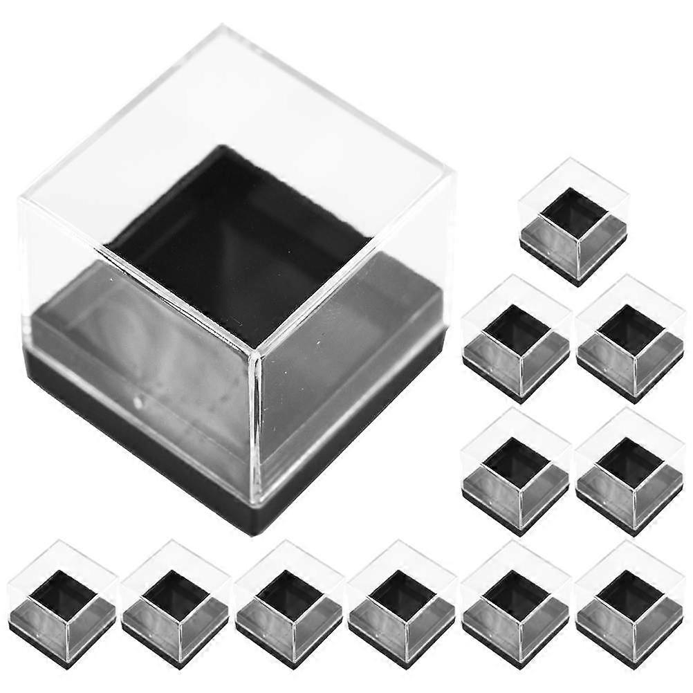 15pcs Cube Mineral Specimen Display Cases Clear Square Sample Storage Boxes