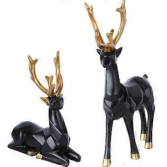 2pcs Reindeer Decor Reindeer Christmas Decoration Deer Figurines Resin Desktop Decorations