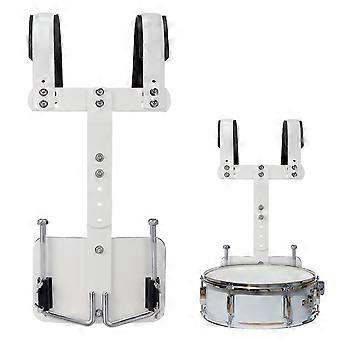 Adjustable Snare Drum Aluminum Back Frame Marching Snare Drum Backing Percussion With Shoulder Strap Supplies (White)