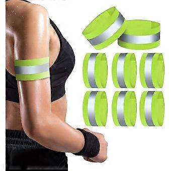 Reflective Wristbands, High Visibility Adjustable Arm Bands, Safety Running Gear for Night Outdoor Activities, 8 Pack