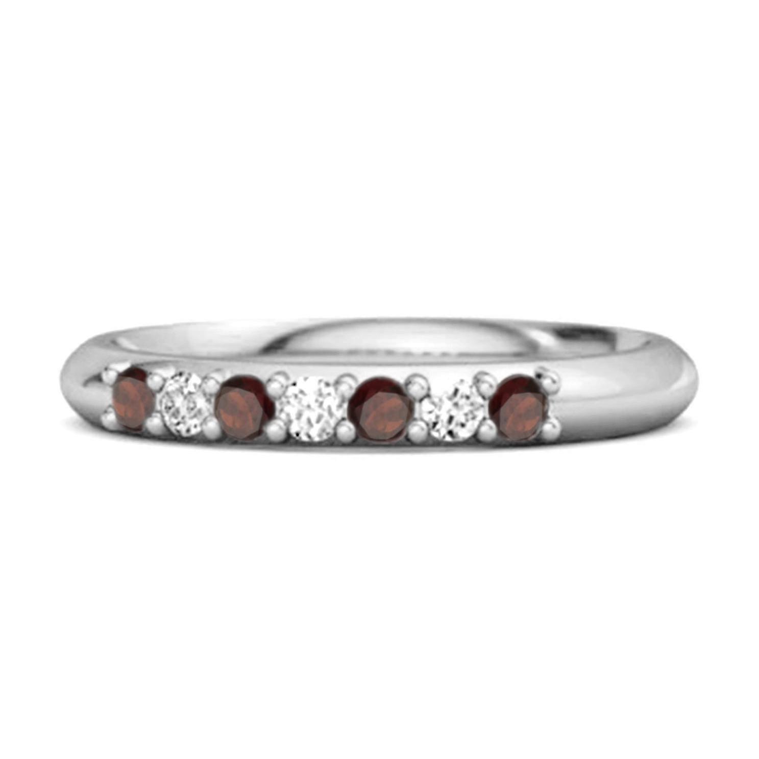 Garnet Eternity Stackable Ring - 925 Sterling Silver