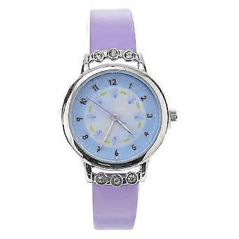 Reloj infantil con diseño de dibujos animados, resistente al agua, forma violeta, para uso diario, 1 unidad, 26-27