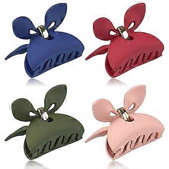 Heytea Small Hair Clips 2.4" Claw Clips Cute Bunny Ear Hair Claw Clips for Thin Hair Matte Hair Clip for Women Girls Butterfly Hair Claws Nonslip Jaw 