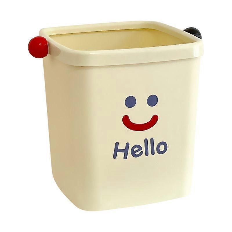Mini Desktop Bin, Cute "Hello" Trash Can with Handle
