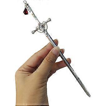Fermaglio per capelli, chignon, spada, bastoncino per capelli, accessorio per capelli con rubino, rubino d'argento da donna