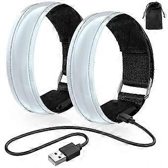 Brassard LED rechargeable ZWS-2PCS | Lumières LED haute visibilité pour la course à pied | Brassard lumineux réfléchissant pour la course à pied