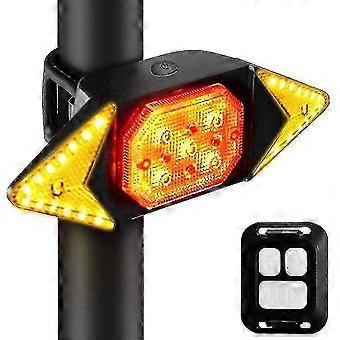 Bike Turn Signal Light, Bike Rear Light, Usb Rechargeable Wireless Bike Flashing Lights Cycling Warning Light, 6 Lighting Modes To Ensure Safety -hgte