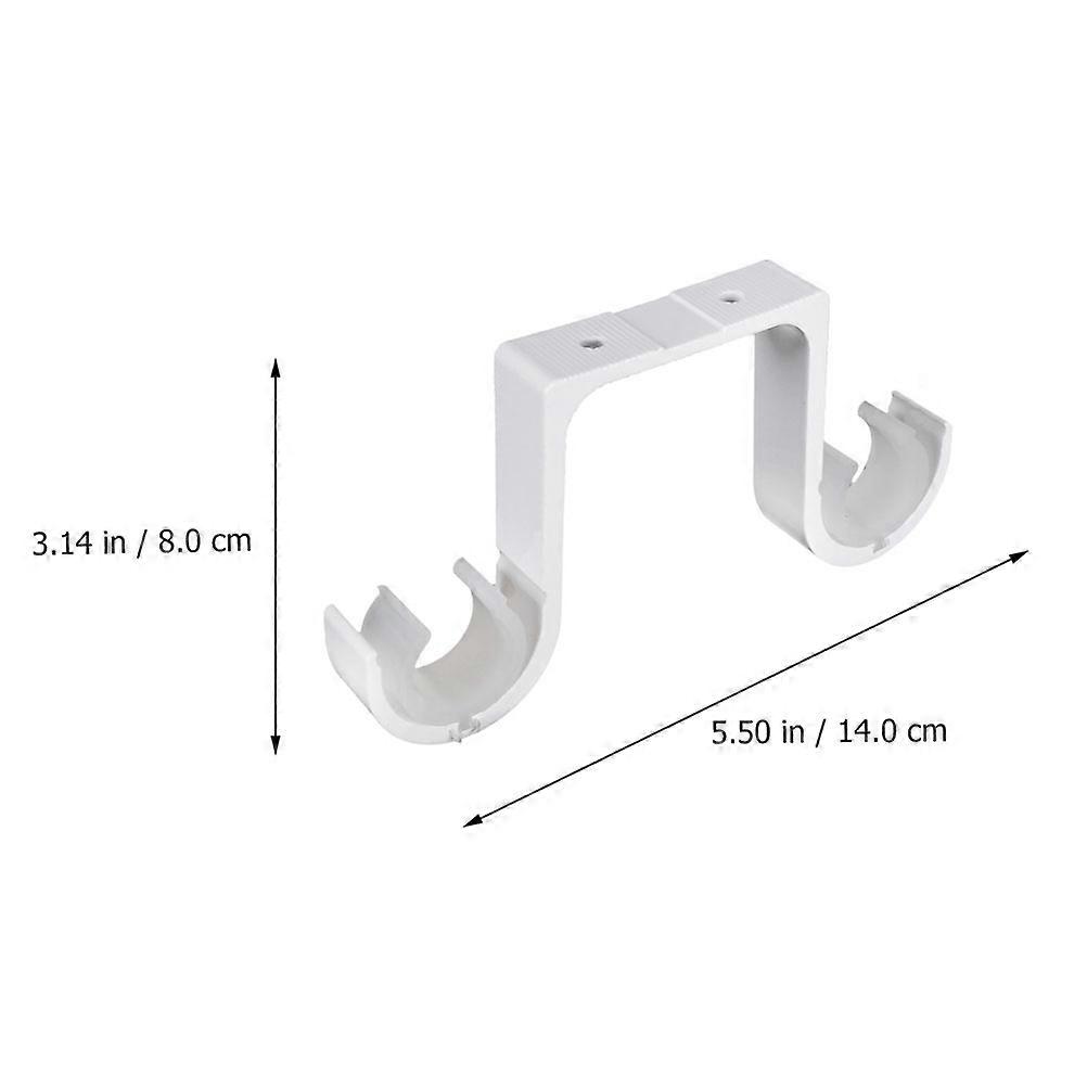 Double Rod Bracket Curtain Rod Support 1Pair Curtain Accessories White